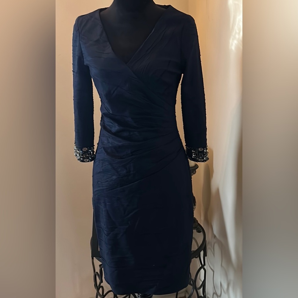 Eliza J Navy NWOT 3/4 length Jewel-sleeved Dress